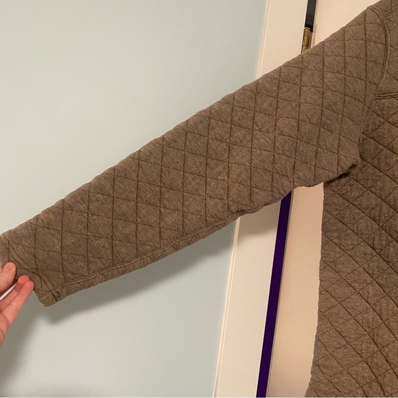 Eddie Bauer Quilted Sweater Men Sz M Brown Henley 1/4 Zip Pullover Outdoor Gorp - Picture 6 of 7